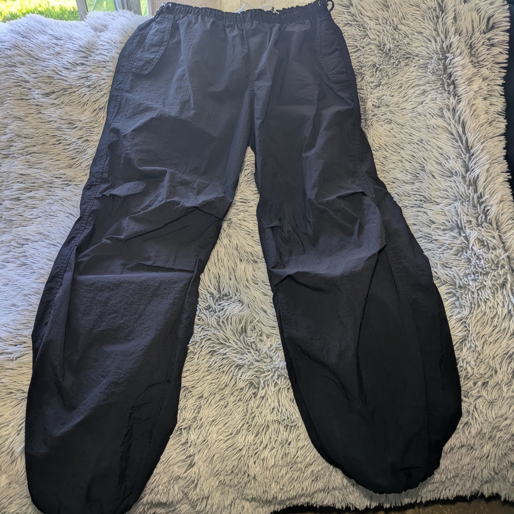 Bershka Women's Black Parachute Pants